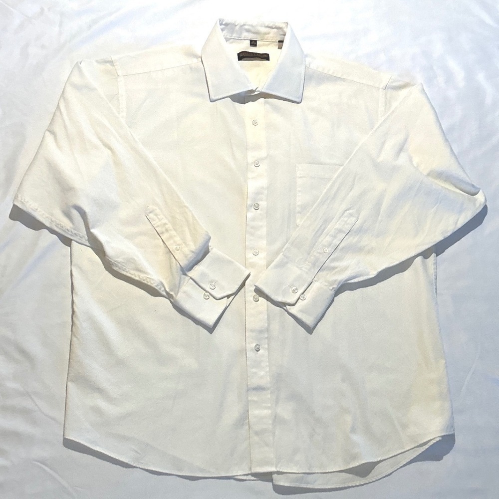 Donald J Trump Signature‎ Collection White Dress Shirt 18 34/35 Cotton Textured